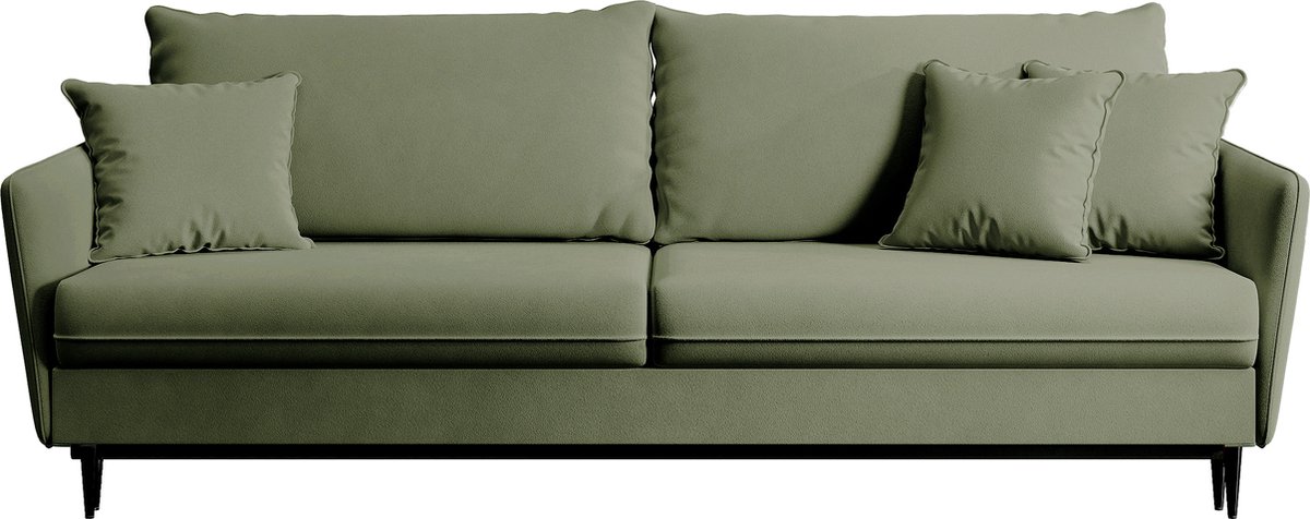 Selsey Volio - Driepersoons uitschuifbare bank - Hydrofoob fluweel - Zwarte poten - Salie Magic Velvet 2243