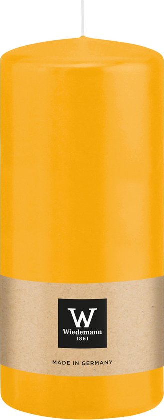 Bougie cylindrique/pilier Wiedemann - jaune - 15 x 7 cm - 63 heures de combustion - Bougies piliers