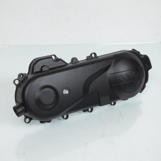 Boîtier de transmission KYMCO noir aux formes rondes et aux trous de fixation.