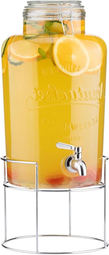 Items Drank dispenser Beverages Tap - 5.8 Liter - glas/hout - verhoger | Leen Bakker