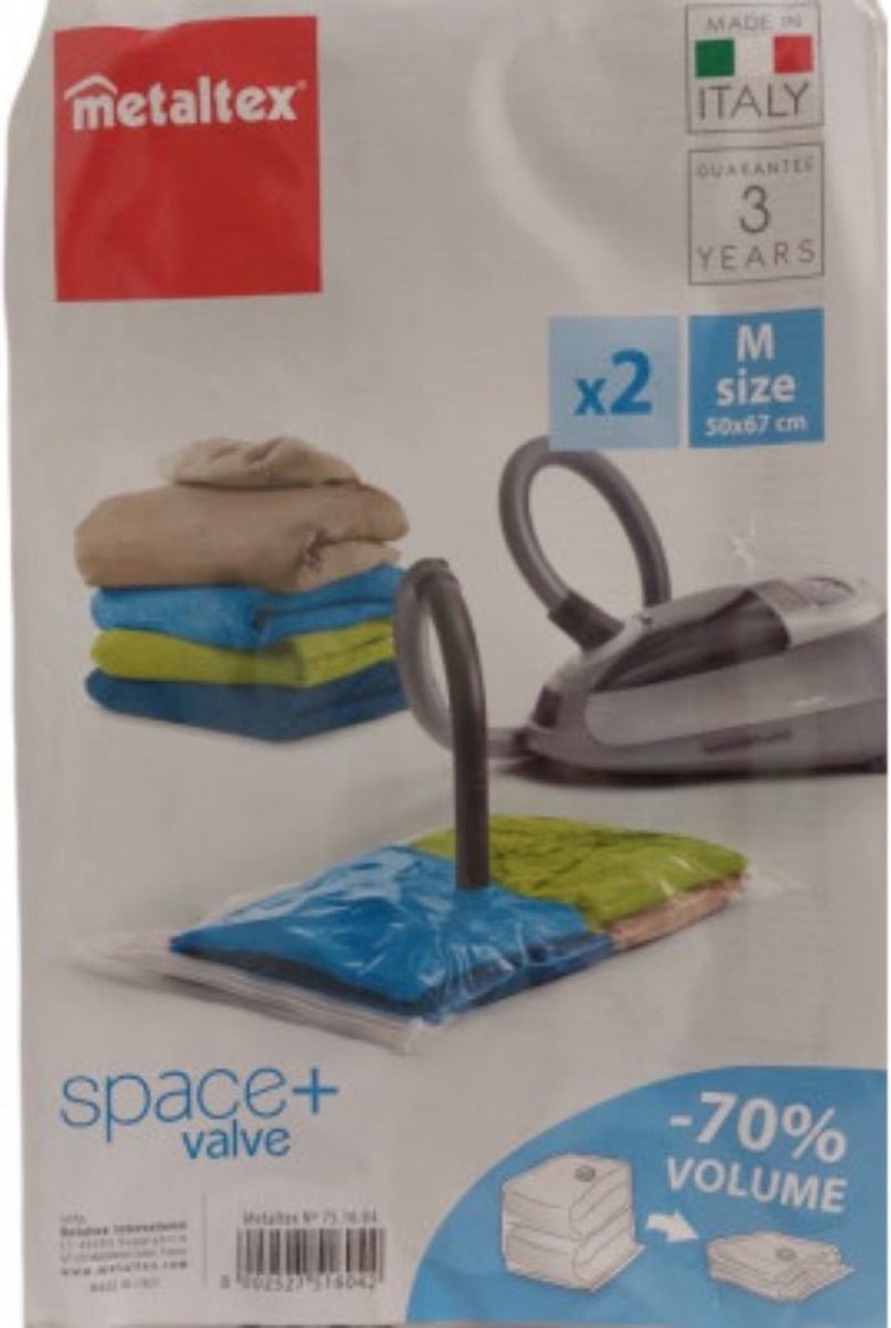 Metaltex Vacuümzakken met Luchtdicht Ventiel 50x67 cm 2 Stuks