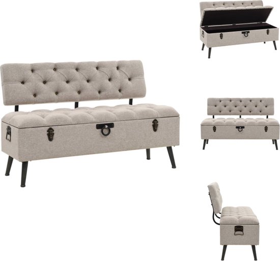 vidaXL Banc de rangement avec dossier 110 cm Tissu Crème - Banc de rangement - Bancs de rangement - Banc de rangement - Bancs de rangement