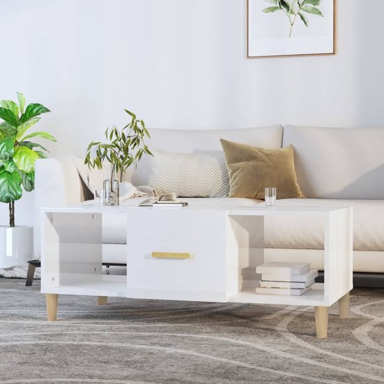 YITAHOME Salontafel met opslag, hoogglanzende 16 kleuren verstelbare LED- salontafels voor woonkamer, zwarte salontafel met open displayplank en 4 laden, moderne houten rechthoekige theetafel