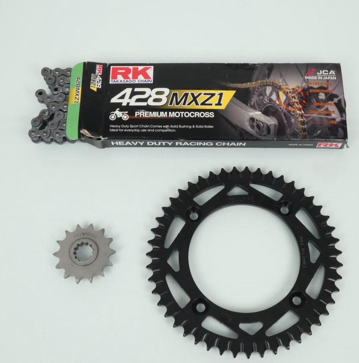 Kit chaîne FE pour moto KTM 85 Sx Grandes Roues 2004 à 2017 14x47 Pas 428 Neuf