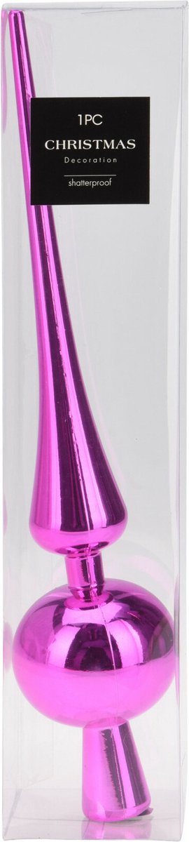 Christmas Decoration Kerstboom piek - fuchsia roze - 29,5 cm - kunststof - glans -kerstpiek – foto 2