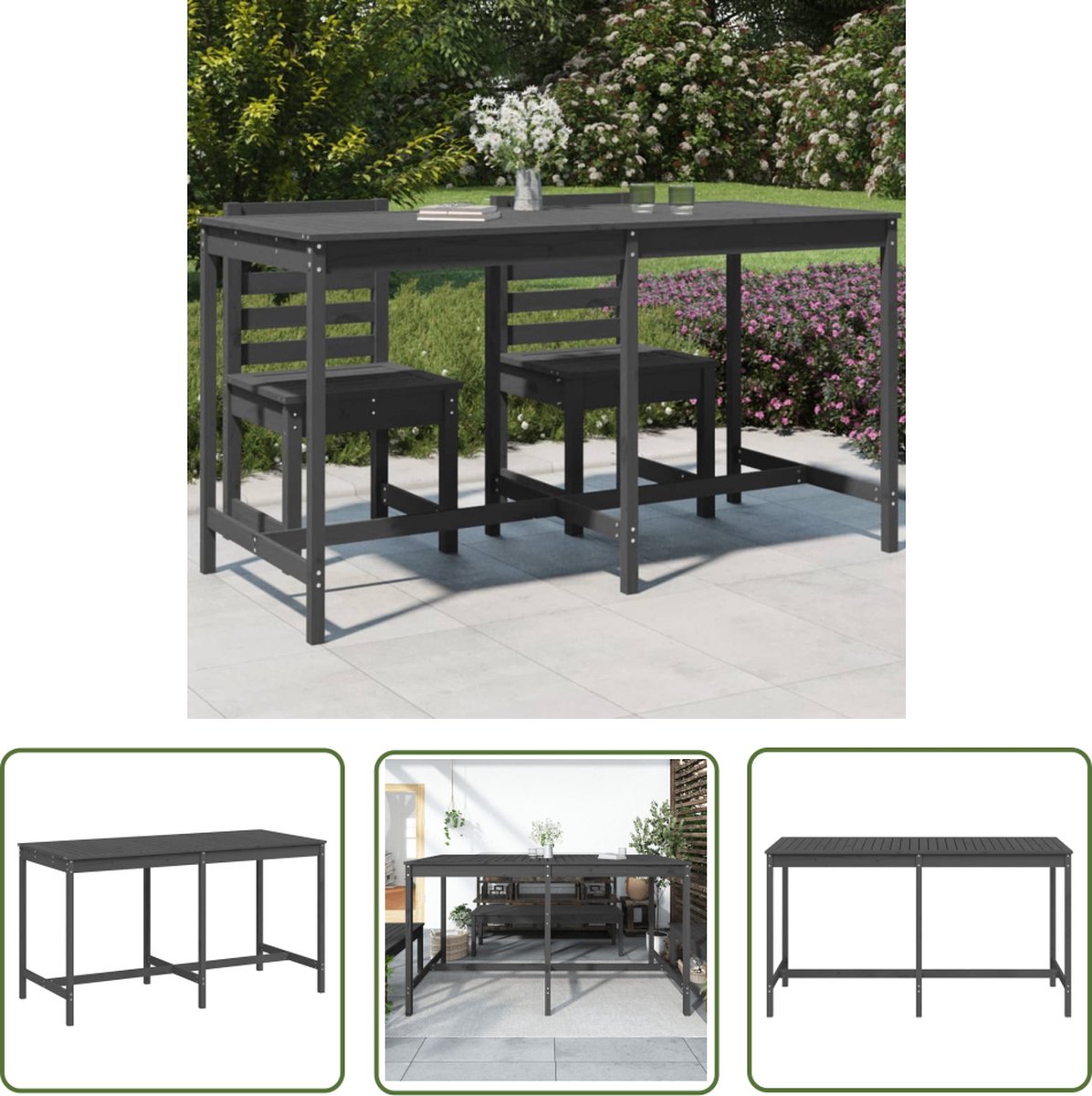 Tuintafel 82,5x82,5x110 cm massief grenenhout wit kopen