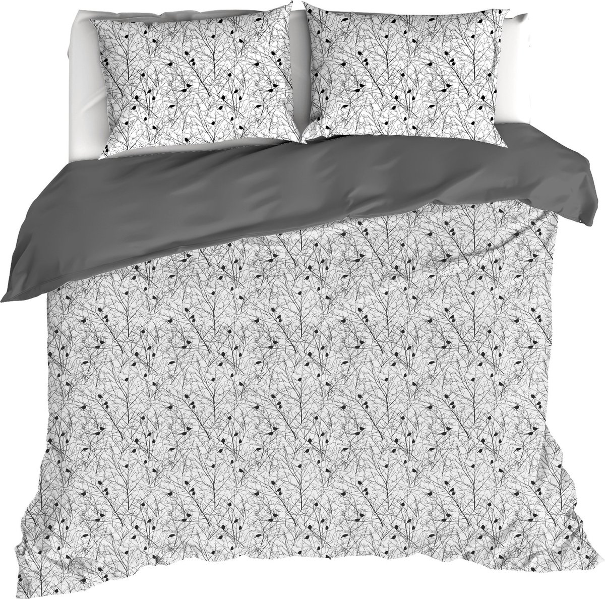 De Witte Lietaer Dekbedovertrek Charlie, Black - 200 x 200/220 - Katoen Percal