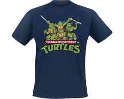 Teenage Mutant Ninja Turtles Turtles Distressed Group Heren T-shirt - marineblauw - M