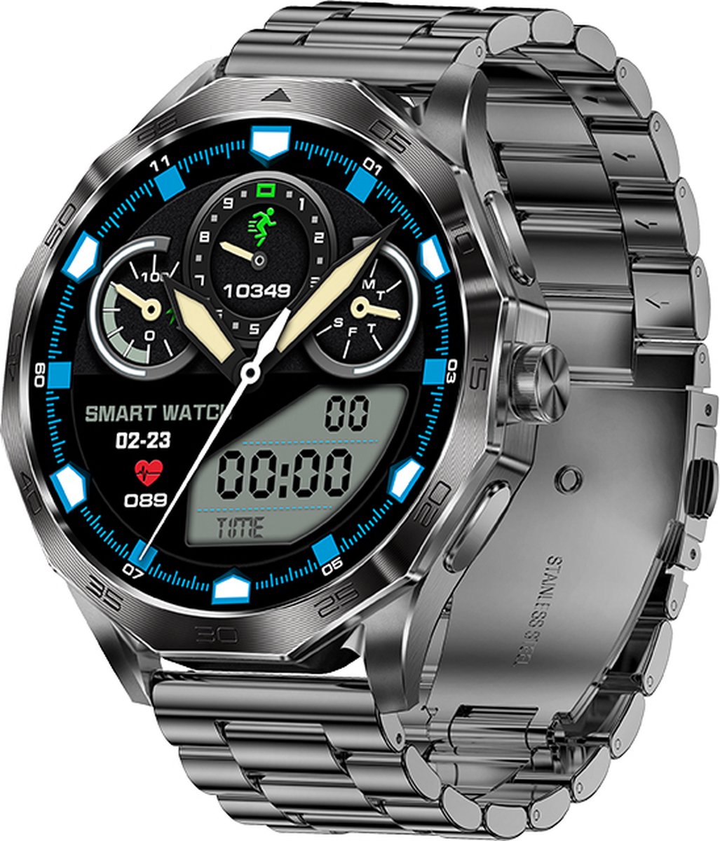 WizBay Premium Select® Smartwatch 1.85 Inch AMOLED - Bluetooth Bellen - AI Voice - Hartslag Slaap Bloeddruk en SpO2 - 100+ Sportmodi - 710mAh - Zwart