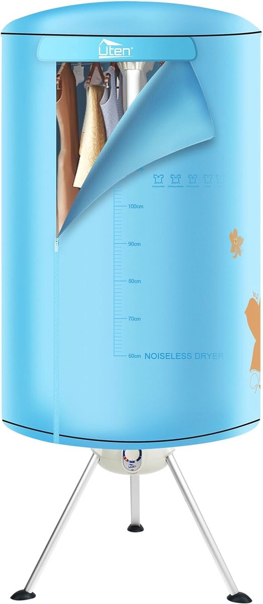 Goedkoopste Draagbare Elektrische Droogdroger voor Kledingkast - Inklapbare Warmluchtdroger 1000 W in Hemelsblauw
