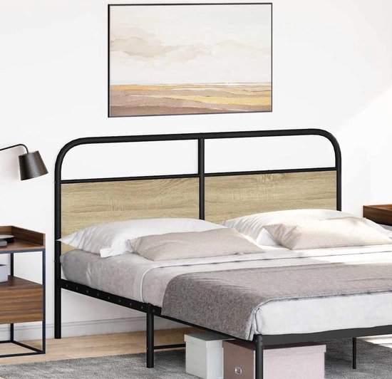 vidaXL Hoofdeinde met LED 140x18,5x103,5 cm bewerkt hout - Slaapkamer | Bedden