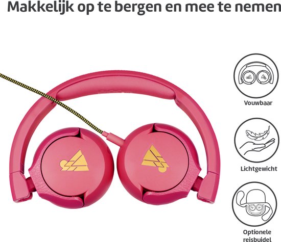 POGS - The Elephant 2 - Bedrade on-ear kinder koptelefoon - Veilige volumebegrenzing - Duurzaam - rRoze