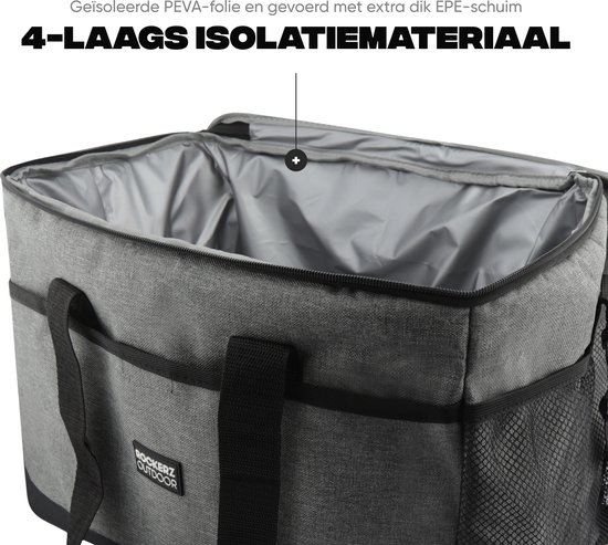 Rockerz Plein air - Sac isotherme - Lunch Bag 30 litres - Grijs - Incl 2 éléments de Éléments de refroidissement