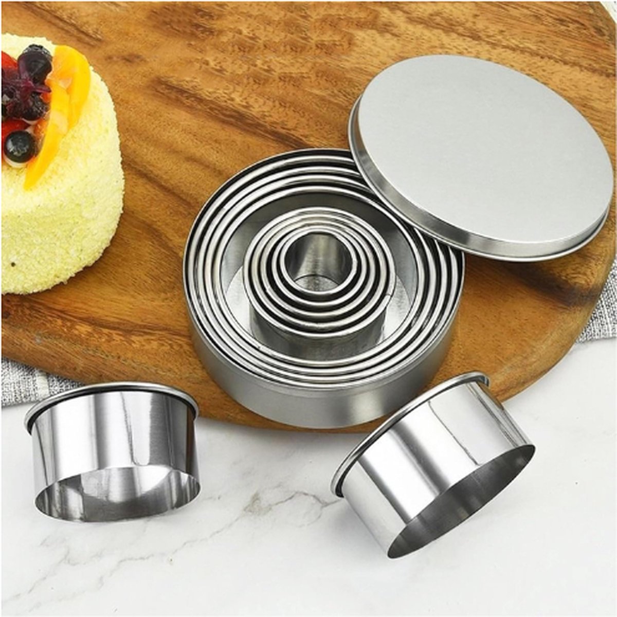Ronde uitsteekvormen, 12 stuks uitsteekvormen ringen gebakuitstekers uitstekers rond roestvrij staal Circle Cookie Cutter voor koekjes, gebak, doe-het-zelf taarten