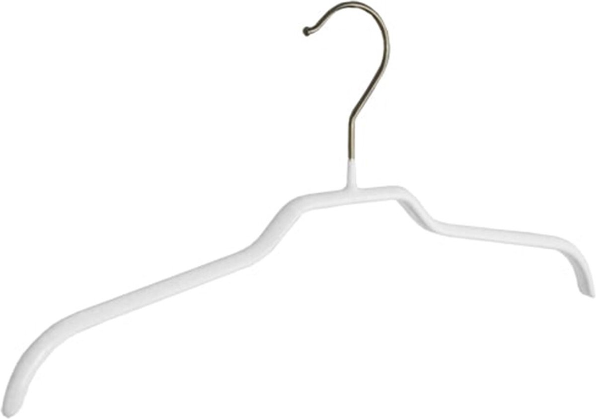 De Kledinghanger Gigant - Kledinghanger - Baby - 8308 - 10 Stuks - Blousehanger - Shirthanger - metaal - Wit - Anti-slip Coating - 28 cm - Kleerhanger - Babybügel (8308_01/10)