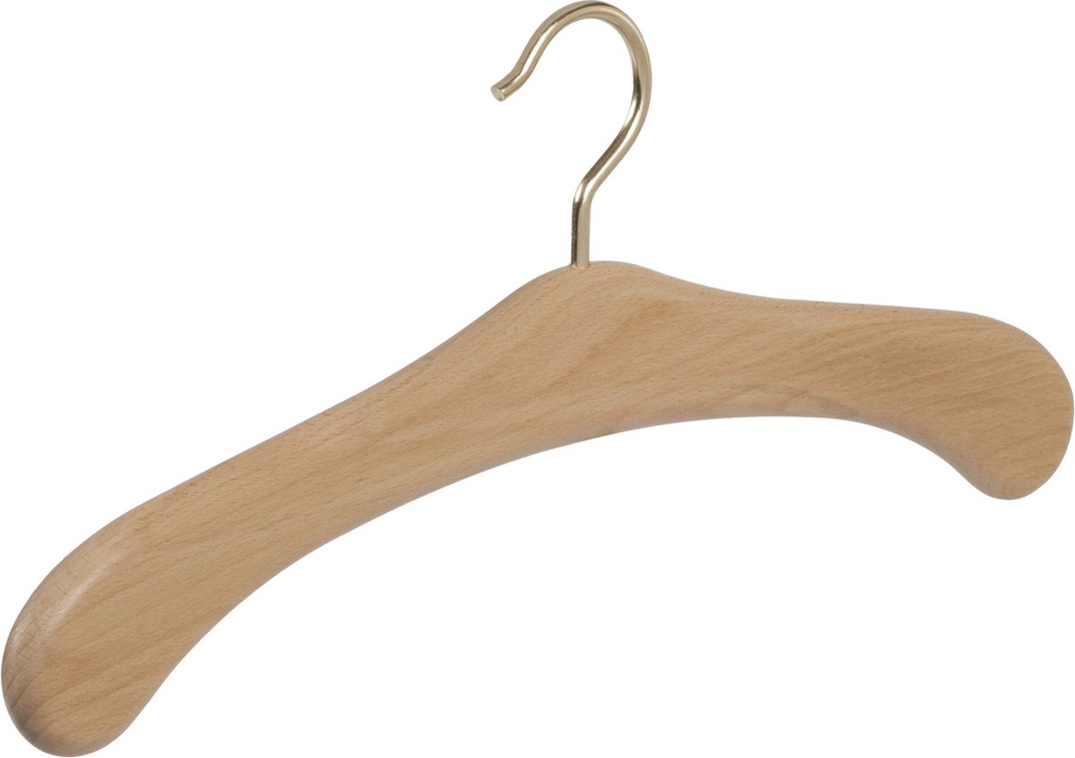 De Kledinghanger Gigant - Garderobehanger - Jassenhanger - 506-52 - 20 Stuks - Bruin - Naturel Gelakt - Beukenhout - Messinghaak - 45 cm - Kledinghanger - Kleerhanger (506_52_M/20)