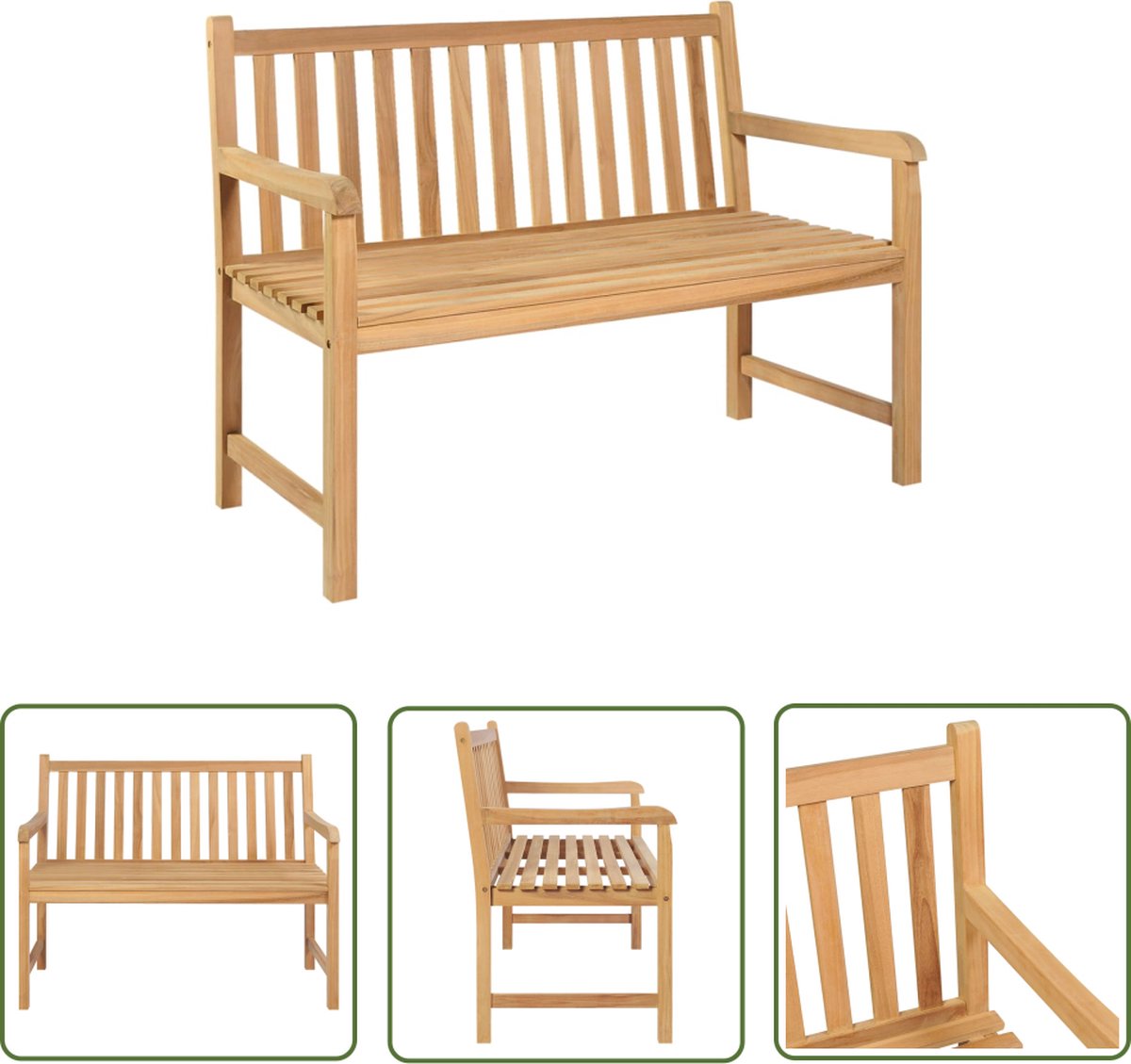 vidaXL Teak Houten Bank - Tuinbank - Tuinbank 114 cm massief teakhout - Buitentijdbank - Lounge Set - Garden Furniture