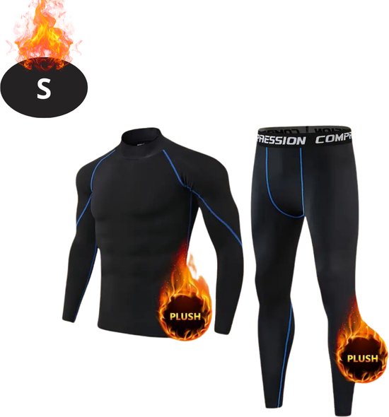 Bovista Vêtements thermiques Men - Pantalon thermique - Ensemble thermique - Leggings thermiques - Hiver - Chemise thermique - Zwart+ Blauw - S