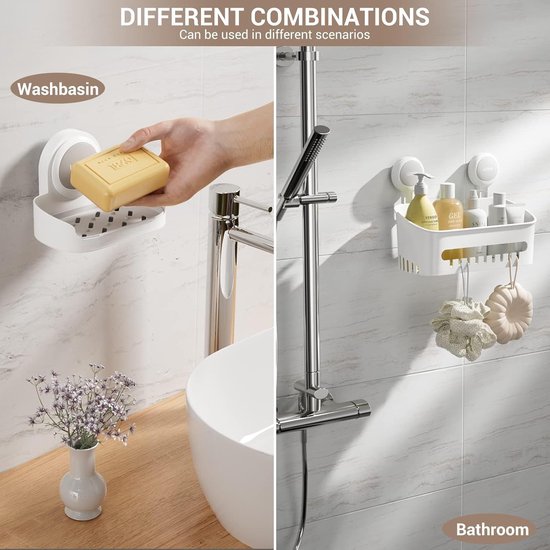 Niet-boren Douche Caddy Met Zuignap - Verwijderbaar En Waterdicht Scheermes Houder En Mand Organiseren Voor Keuken En Badkamer Niet-boren Douche Caddy Met Zuignap - Verwijderbaar En Waterdicht Scheermes Houder En Mand Organiseren Voor Keuken En Badkamer
