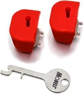 Vergrendeling Mobeli® met sleutel voor zuignap 2 rode items met 1 sleutel