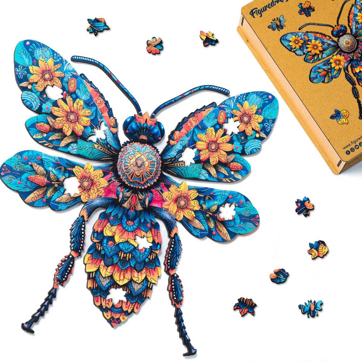 Houten Puzzel volwassenen - Giraffe en Bloemen - Figured'Art
