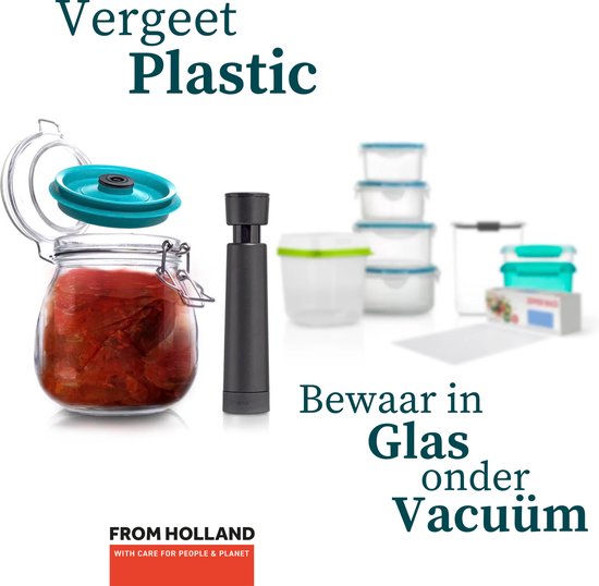 Set de Bocaux à conserves sous vide Kilner ® & Airtender – 1,0 L – 3 pièces avec pompe à vide – Conserve la fraîcheur 5 fois plus longtemps, fermentation et conservation plus rapides