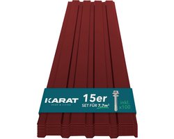 FLOORDIREKT 15 stuks Dakpanelen - 115 x 45 cm - Profielplaat SET incl. Schroeven - 7,7 m² - Muurplaat Dakplaat - Dikte 0,25 mm - Gevelbekleding - Rood