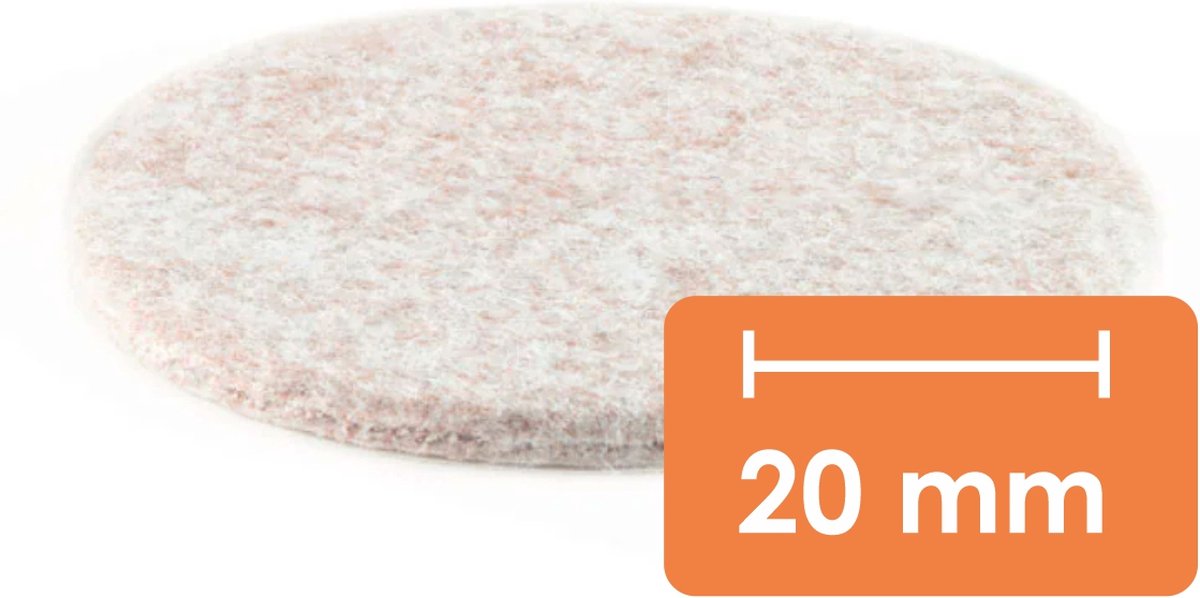 10 stuks - 2 cm - Premium Zelfklevend Meubelvilt / Dik Plakvilt / Vilt voor Stoel- of Tafelpoten - Lichtbruin - Rond - Dikte: 5mm