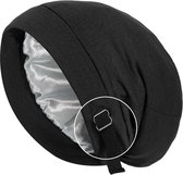 Satijnen Slaapmuts Verstelbaar - Satijnen Bonnet - Haarnetje - Zwart
