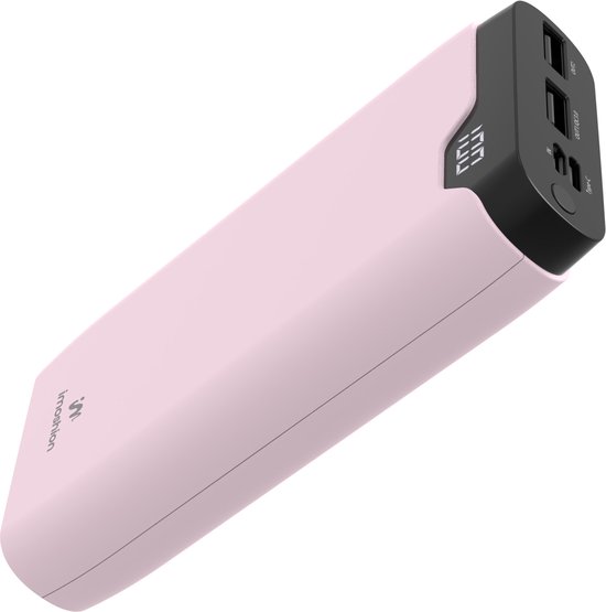 imoshion Powerbank 20000 mAh - Snellader 22.5W - LED indicator - USB C & USB A - Geschikt voor o.a. iPhone en Samsung - Universeel - Lichtroze