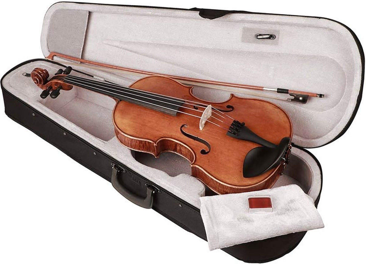 Rudolph RA-10140/O 7/8 altvioolset, 14 (35,5cm), licht gearceerde olie-lak, gevlamd esdoorn, koffer, BA-10/34 ELS strijkstok