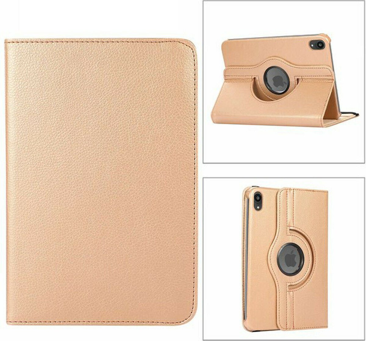 Tablet Hoes geschikt voor iPad Mini 7 (A17 Pro 2024) hoes 360° draaibare Bookcase - Goud