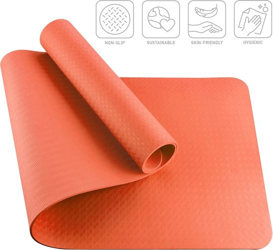 TREXO Tapis De Yoga Marron Clair, 183 X 61 Cm Et 6 Mm D