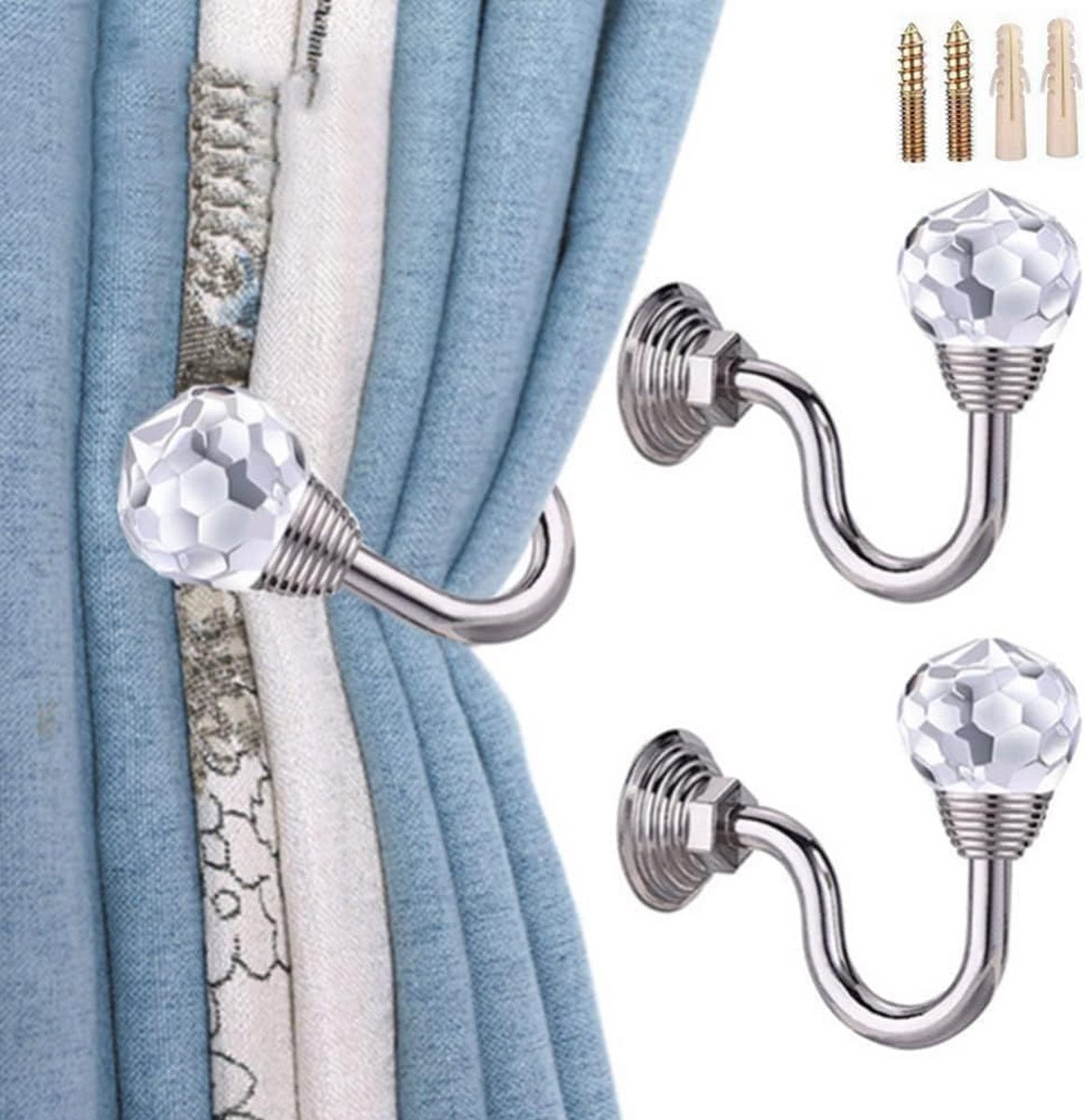 Stijlvolle Set van 2 Kristallen Gordijn Terughouders voor Elegante Interieurinrichting