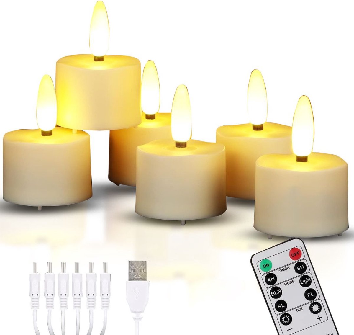 MKSS® Led Kaarsen Met Afstandsbediening - Bewegende Vlam - Dimbaar - Wit