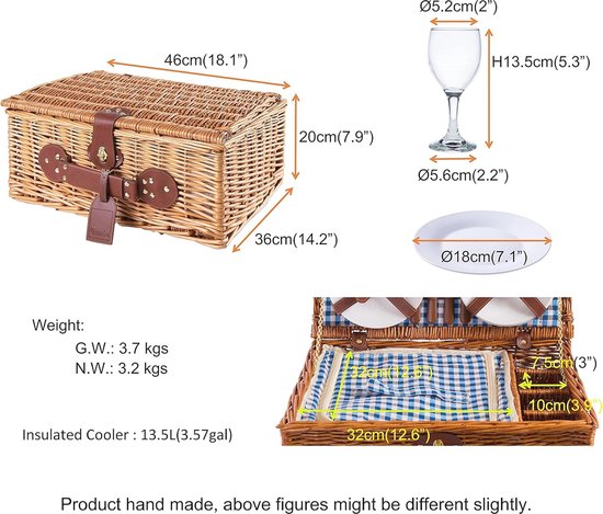 Rieten Grote Picknickmand voor oldtimer/klassieker 4 - Catawiki