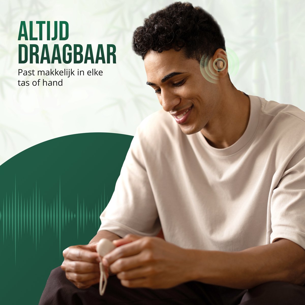 House of Marley Smile Jamaica TWS Draadloze oordopjes - Bluetooth - 14 uur Batterijduur - Met Microfoon - Oortjes Draadloos - Gemaakt van Duurzame Materialen - Cream – foto 4