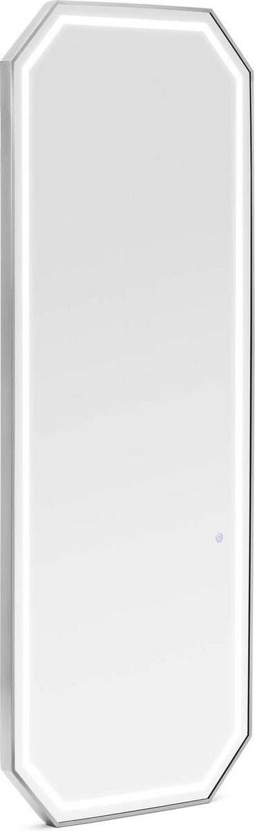 Goedkoopste physa - Kappersspiegel - LED verlichting - extra vlak - achthoekig - zilver - 180 x 70 cm