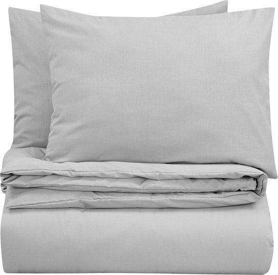 DoubleDry Dekbedovertrek 100% Natuurlijk Katoen - Tweepersoons 200x200/220 cm + 2 Kussenslopen - Ademend & Zacht - Lichtgrijs(blauw) van DoubleDry — afbeelding 5