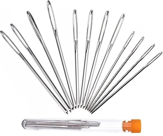 12 Stuks Stopnaalden Set - Stompe Naald - Rijgnaalden - Naainaalden - Naaien - Breinaalden - Met Groot Oog - 3 Maten - LOUZIR