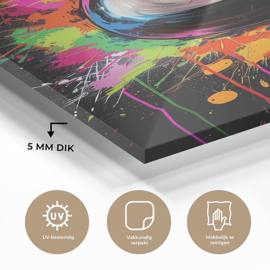MuchoWow® Peinture sur verre 80x120 cm - Peinture acrylique sur verre - Graffiti - Sport - Boule de Pool - Photo sur verre - Décoration murale salon - Décoration murale chambre - Peintures