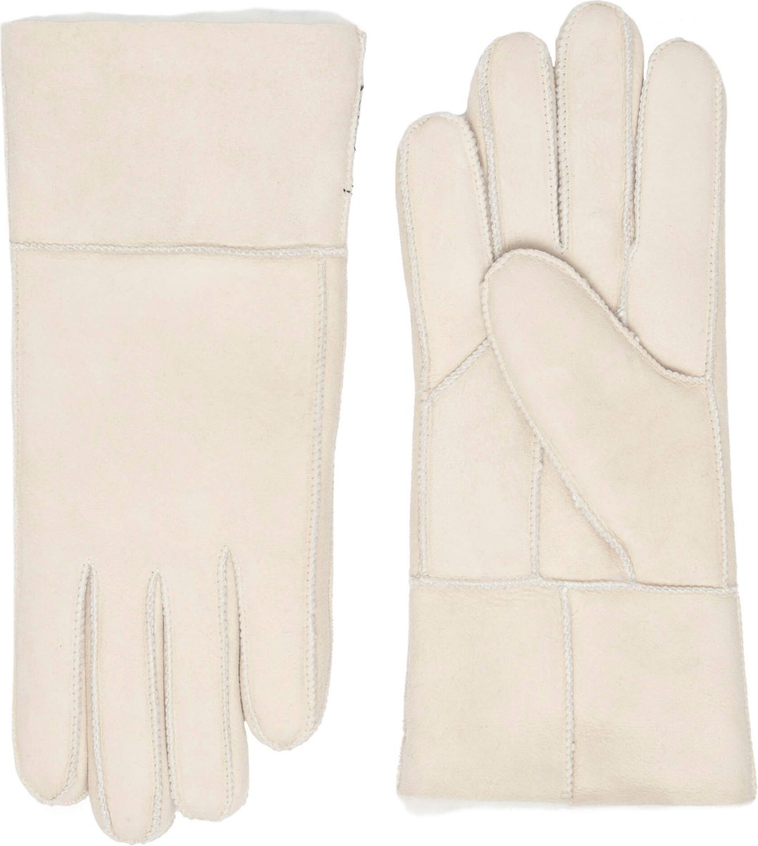 Liv Lammy Handschoenen Winter Dames - Hoogwaardig Suede Leer met Zachte Wollen Voering - Mode Accessoire - Beige Ecru - Maat L