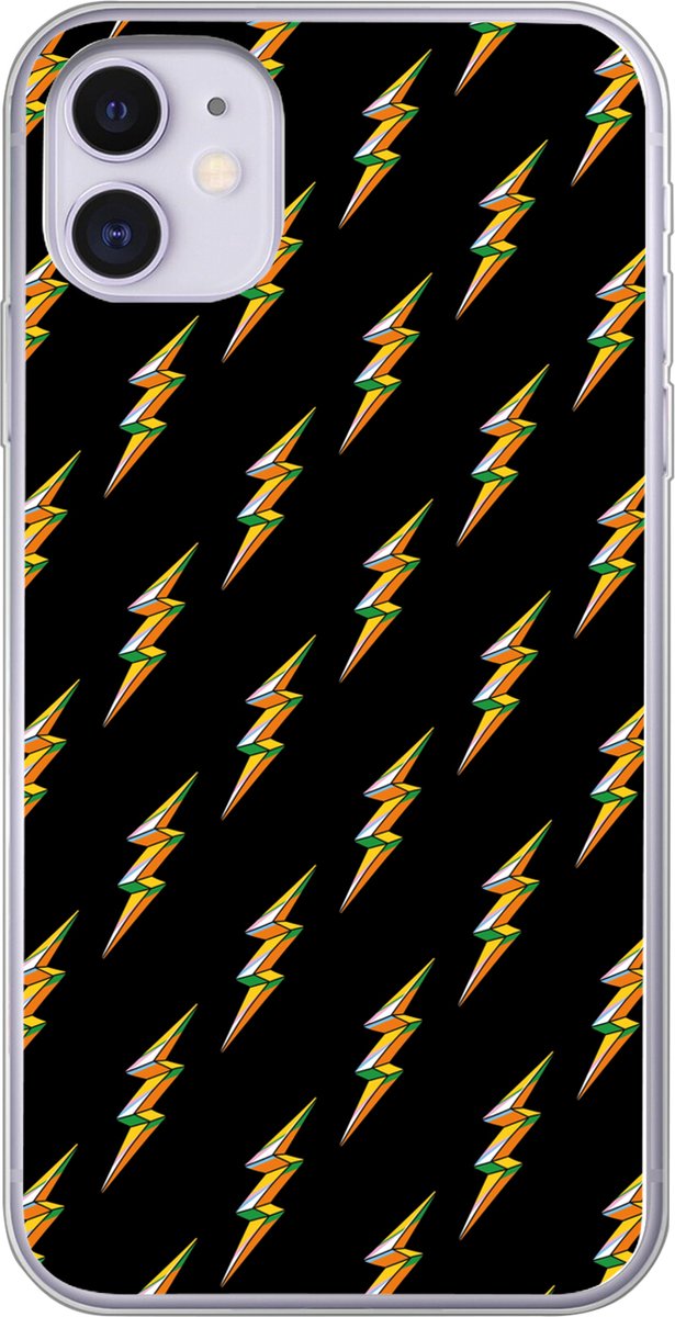 Telefoonhoesje Geschikt voor iPhone 11 hoesje - Bliksemschicht - Geel - Zwart - Siliconen Telefoonhoesje Telefoonhoesje