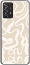 Telefoonhoesje Geschikt voor Samsung Galaxy A53 5G hoesje - Lijnen - Abstract - Beige - Wit - Minimalistisch - Siliconen Telefoonhoesje Telefoonhoesje