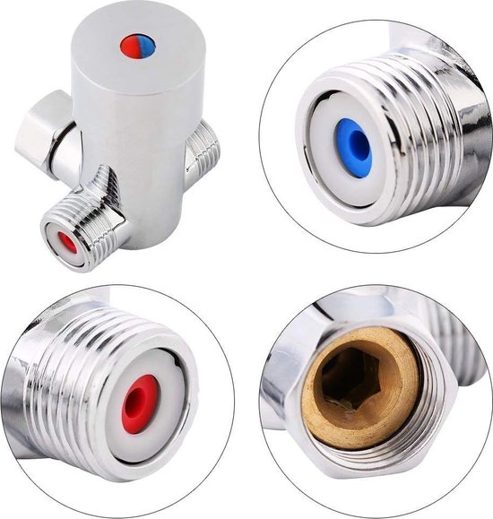 Mitigeur eau chaude - G1/2 - Mitigeur thermostatique - 3 voies - Messing Massief - Noyau de valve en céramique - pour lavabo de salle de bain cuisine