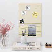 Tableau d'affichage mural Navaris avec ruban - Porte-photo 44 x 30 cm - Tableau d'affichage photo en velours - Pour photos et cartes postales - Comprend des épingles - Beige