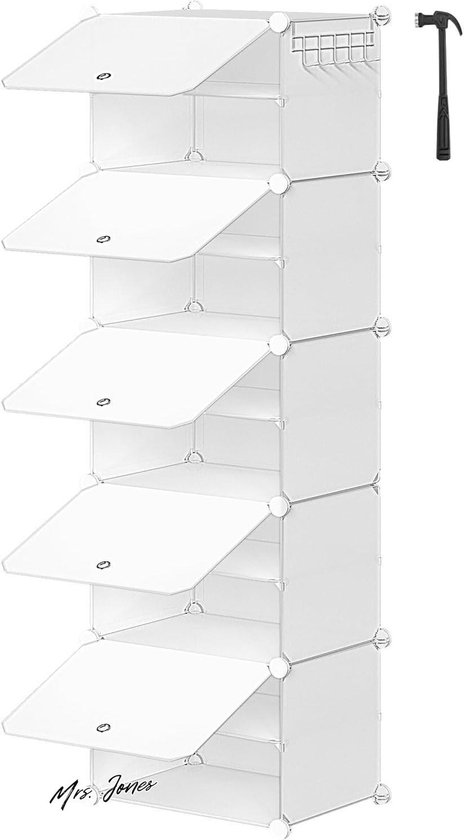 Schoenenrek met 8 niveaus: schoenenkast 30 x 28 x 121 cm smal en hoog metalen frame schoenenrek, schoenenopslag voor ingangen gangen, hoeken en kasten (schoenenrek met 8 niveaus