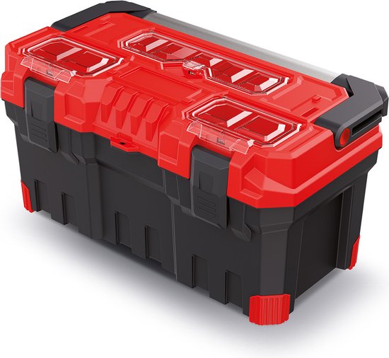 Gereedschapskoffer met 5 assortimentsdozen, magazijn voor kleine onderdelen met containers, ergonomische handgreep, robuuste behuizing, 415 x 290 x 295 mm (met houders