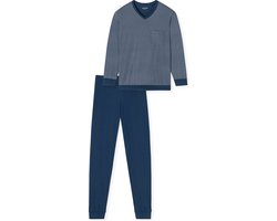 Schiesser Pyjama lang - Comfort Essentials - Heren Pyjamaset - blauw