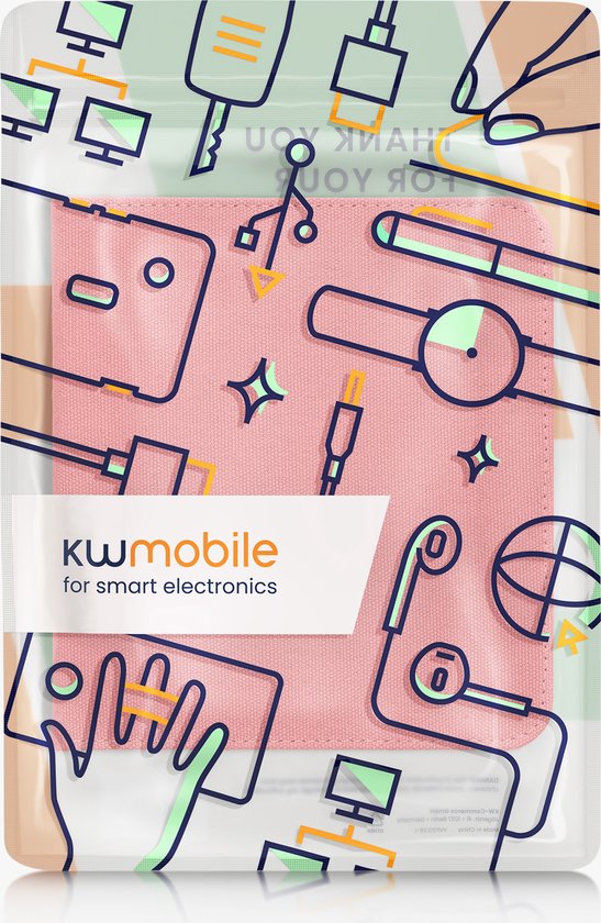 kwmobile e-reader hoesje geschikt voor Kobo Libra Colour hoes - Canvas eReader flip case - E reader cover met handband - In poederroze van Merkloos — afbeelding 4